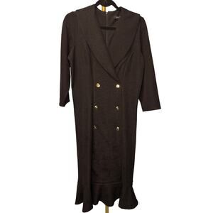 PLUS Size 12W | Women’s Stretch Crepe Long Sleeved Flutter Hem Midi Dress | NWT